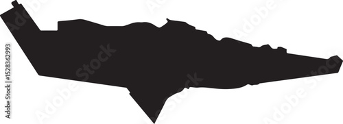Black Silhouette Map of the City of  Saint-Denis, Reunion Island