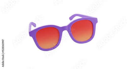 Summer Shades: A stylish pair of vibrant purple sunglasses with gradient lenses, epitomizing the essence of leisure and sunny days.