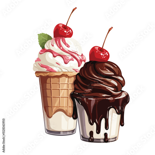 Gourmet Chocolate Popsicle and Sundae Cone Ice Cream Dessert for Summer Treats