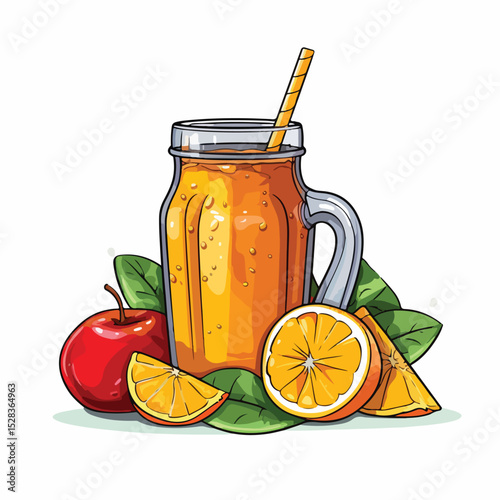 Nutritious Fresh Fruit Grouped with Healthy Juice in a Glass for Wellness Concept
