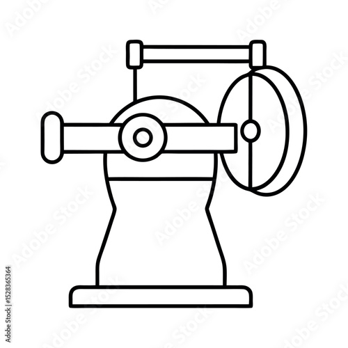 Industrial Radial Grinding Machine Sketch Vector