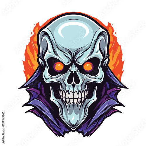 Spooky Halloween Skull Illustration for October Scary Celebrations and Themes