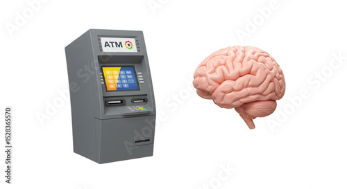 Banking on the Mind: The strategic association of finance and intellect, representing the concept of financial intelligence. This artistic arrangement suggests the core concept of monetary thinking. 