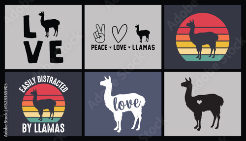 llama lover t shirt design bundle