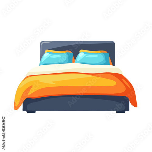 2D flat vector illustration of Bedspread, isolated on a white background.