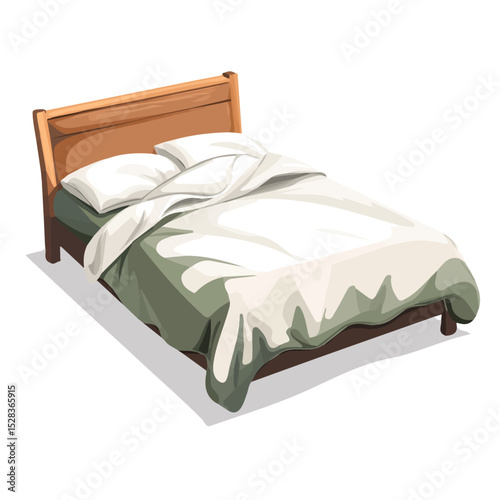 Bedspread illustration vector 2D flat, isolated on a white background.