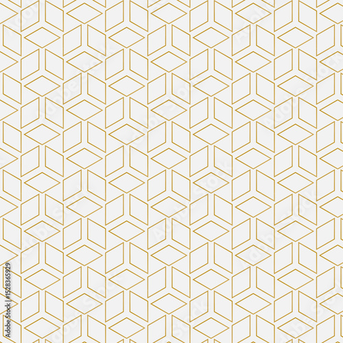 Elegant Gold Geometric Cube Seamless Pattern for Modern Design and Decoration