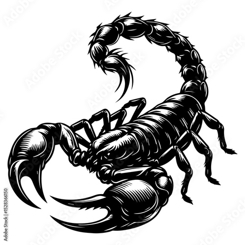 Black vector scorpion with stinger raised.