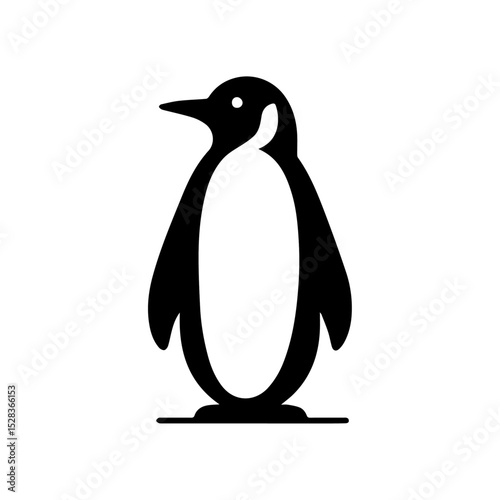 Minimalist black vector penguin standing.