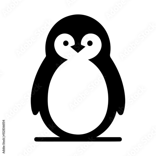 Minimalist black vector penguin standing.