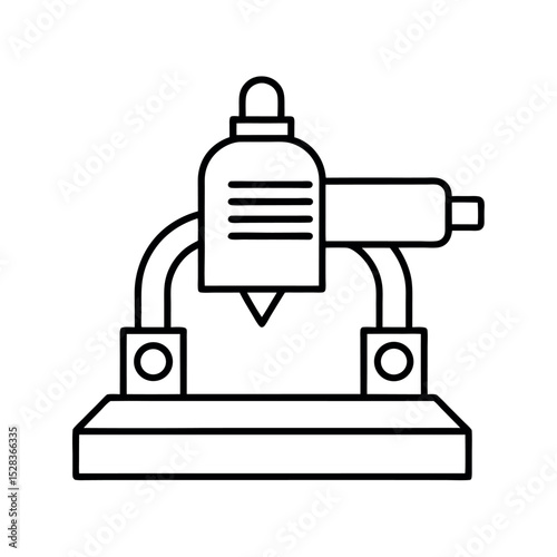 Plasma Cutting Machine Outline Line Art Vector