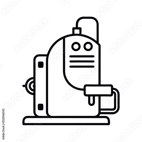 Plasma Cutting Machine Side View Line Art Vector
