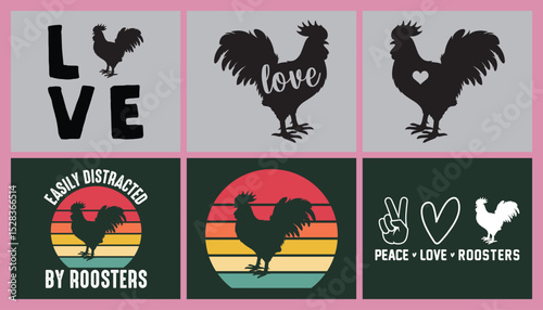 Rooster lover t shirt design bundle