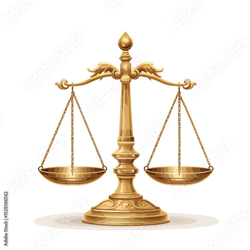 Golden Justice Balance Isolated Icon Stock Vector for Legal Concepts