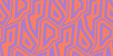 Neon orange and purple summer geometric seamless pattern. Vector abstract background with edgy mosaic elements, angular shapes, broken lines. Trendy texture. Urban street fashion style. Repeat design