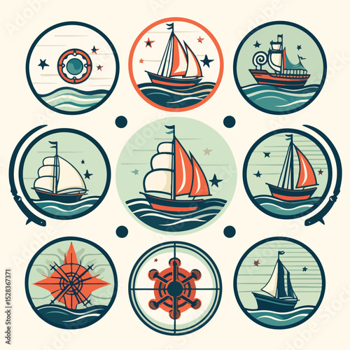 Nautical Sea Related Vector Icons for Professional Use