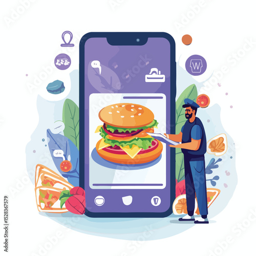 Professional Online Food Order Vector Illustration for Restaurant Websites and Apps