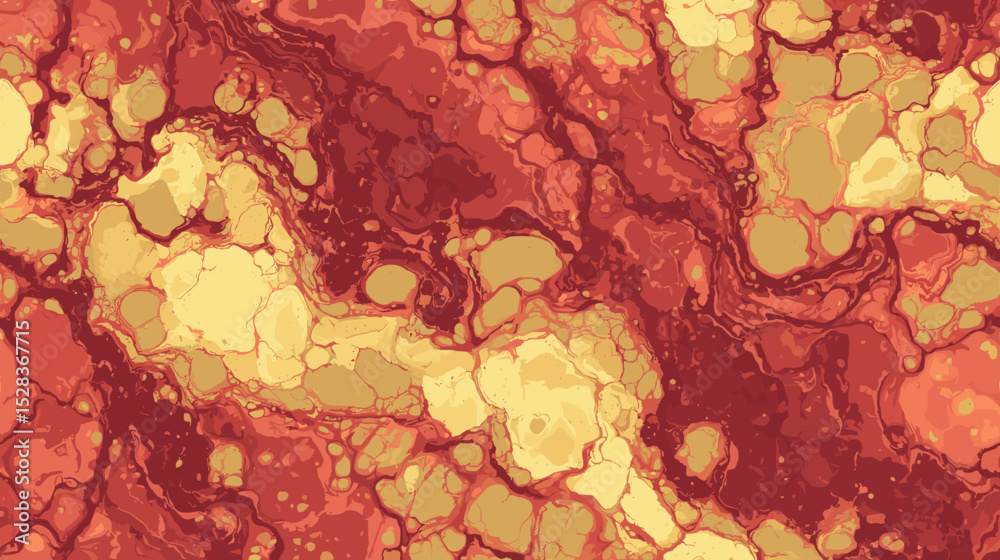 Fototapeta premium Abstract red and yellow marble texture with smooth patterns 