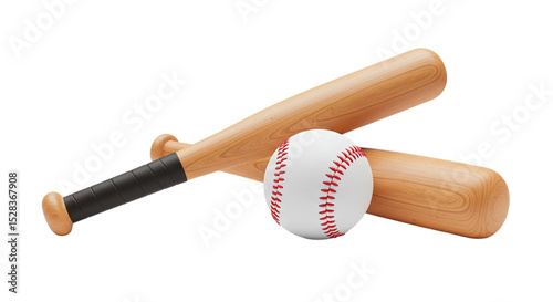Baseball Essentials: An iconic baseball and baseball bat, artfully arranged, symbolizing sport's timeless appeal and spirited competition.