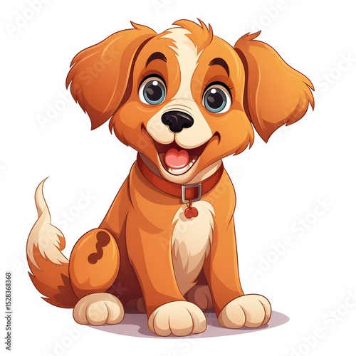 Wallpaper Mural Cheerful Cute Dog Illustration on White Background - Playful Puppy Artwork Torontodigital.ca