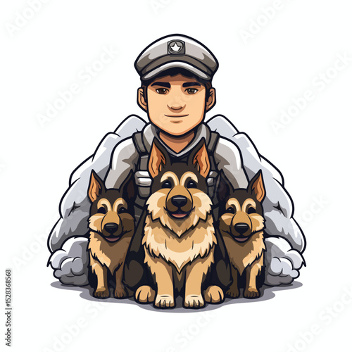 German Shepherd Mascot Isolated Vector Icon for Professional Use