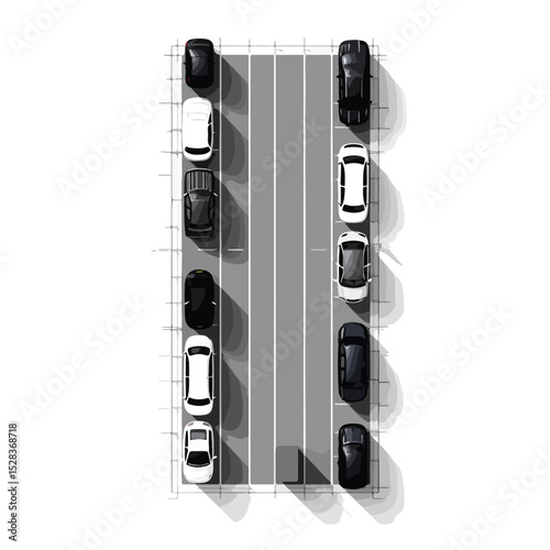 Professional Silhouette Car Parking Top View Vector Illustration for Designs
