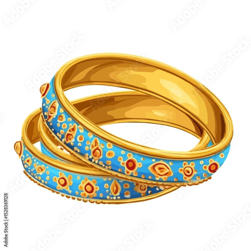 Bangles 2D flat vector illustration, isolated on a white background.