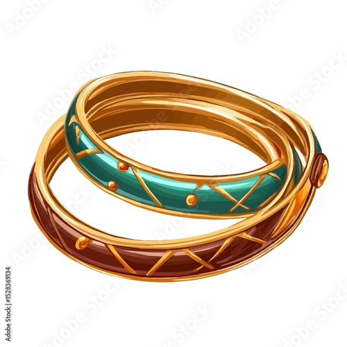 Bangles vector 2D flat illustration, isolated on a white background.