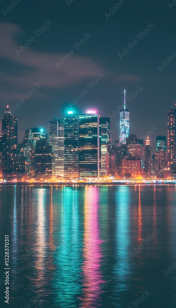 Obraz premium Vibrant Night Cityscape