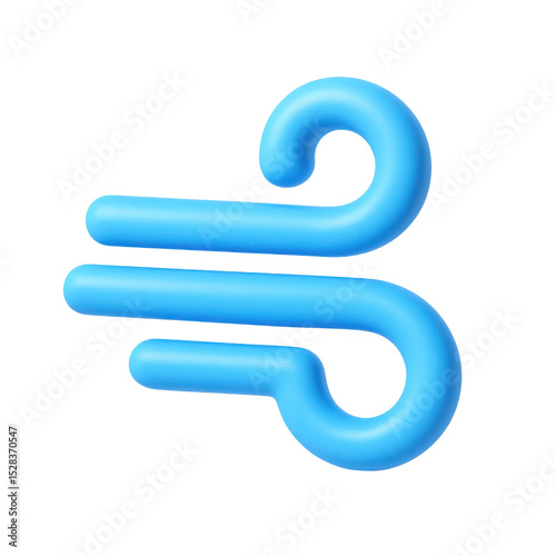 3d icon Cartoon plastic wind swirl icon blowing on transparent background, simple compose