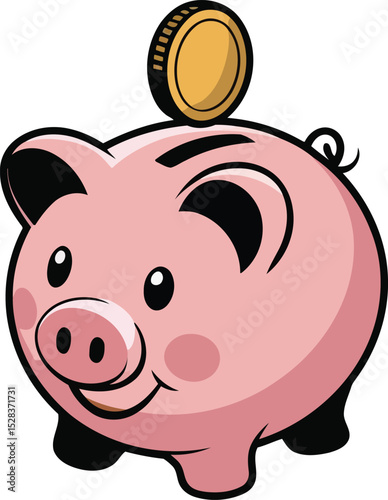 Minimal Vector Piggy Bank Illustration – Perfect For Budget Planners