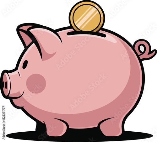 Vector illustration Of Piggy Bank with Coin Drop For Banking And Savings Apps