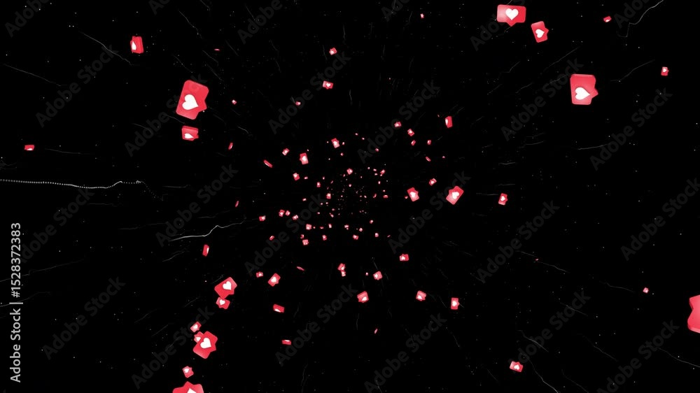 Heart Messages Symbols Animation on Alpha Channel, Loop
