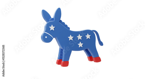 Democratic Donkey: A blue plastic donkey, the symbol of the Democratic Party, stands proudly with stars on its body and red hooves.