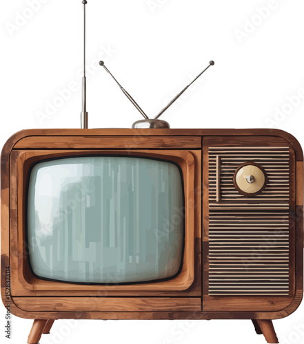 Pixel TV vector. Watercolor pixelated television with vintage feel.
