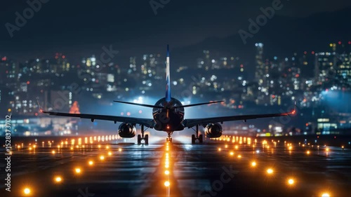 Wallpaper Mural Airplane landing to the airport at dusk. Torontodigital.ca