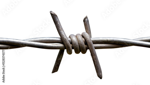 Barbed wire close up isolated on a white background png ai generated