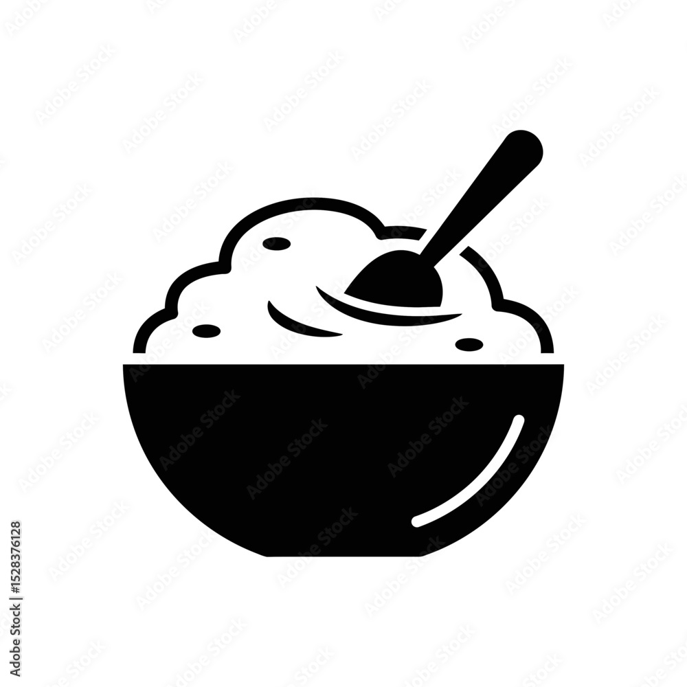 Thanksgiving bowl of mashed potatoes with spoon icon Thanksgiving bowl of mashed potatoes with spoon icon