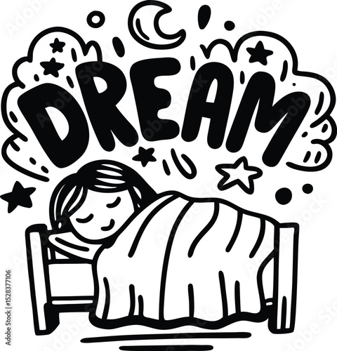 Dreaming Girl in Bed - Inspirational Sleep Art