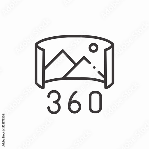 360 panorama display icon sign vector