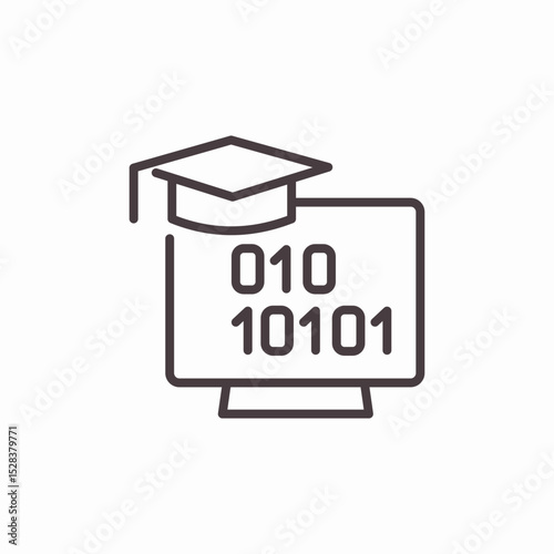 binary code graduation icon sign vector