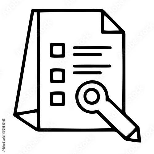Checklist icon with pencil, minimalistic line art style, planning and organization concept