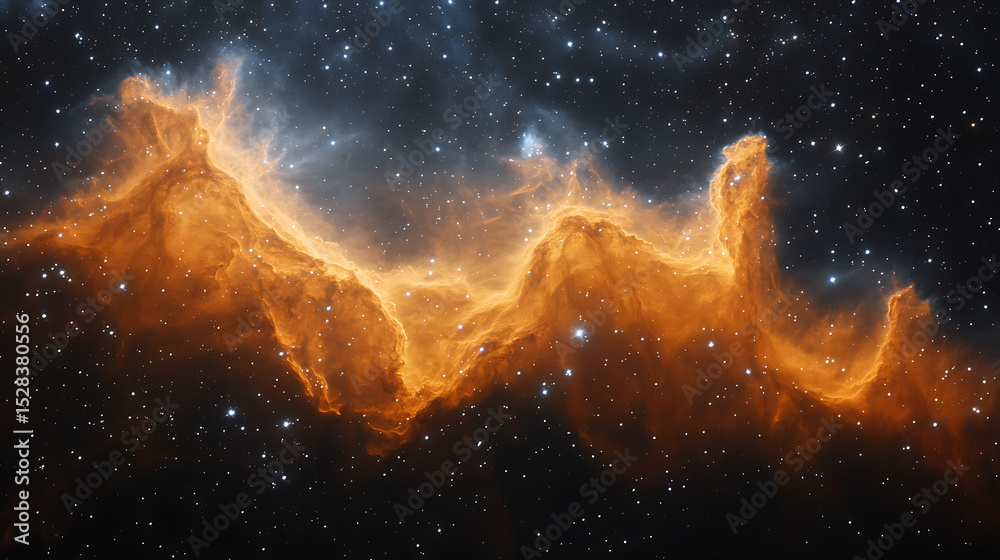 Fototapeta premium Fiery Nebula in Deep Space Celestial Landscape of Glowing Gas and Dust