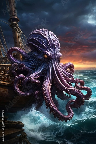 A massive tentacled kraken