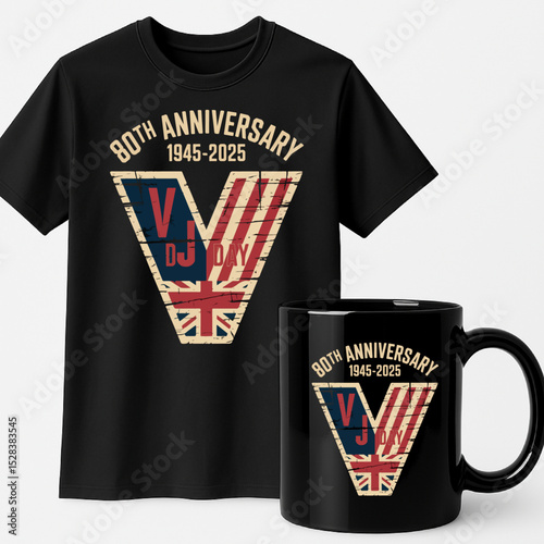 VJ Day 80th Anniversary 1945–2025 Victory Over Japan Patriotic Commemorative Design – T-Shirt and Mug
