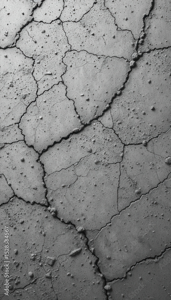 Fototapeta premium Abstract Grey Cracked Mud Texture, Drought Soil Pattern