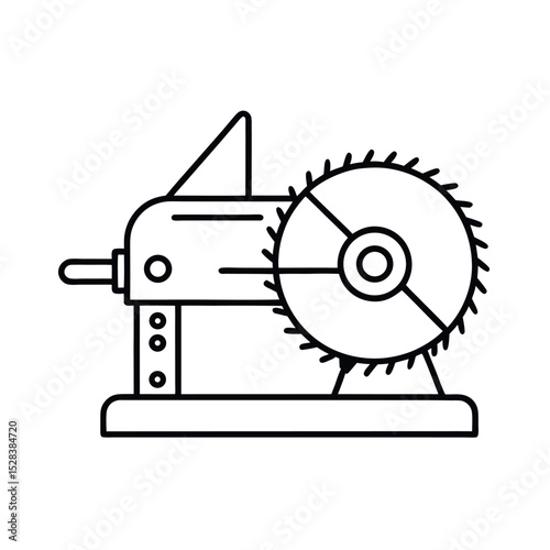 Industrial Sawing Machine Side Drawing Vector