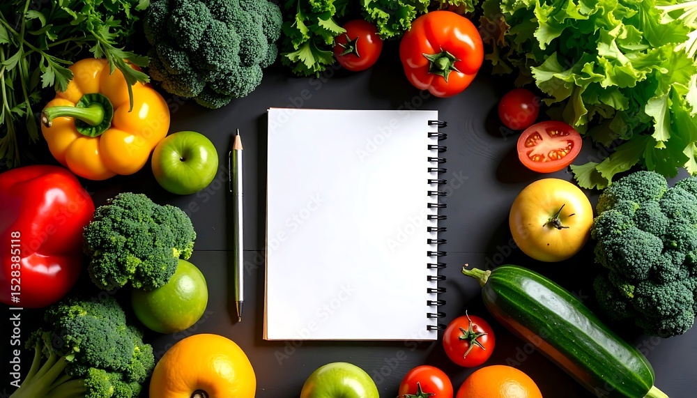 Healthy eating plan with fresh produce. Healthy eating plan with fresh produce.