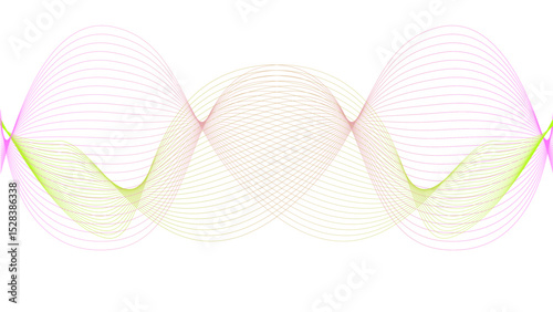 Vector curvy abstract line art wavy flowing dynamic colorful lines white background in concept music or sound, wave, wind, information flow	
