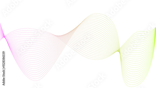 Vector curvy abstract line art wavy flowing dynamic colorful lines white background in concept music or sound, wave, wind, information flow	

